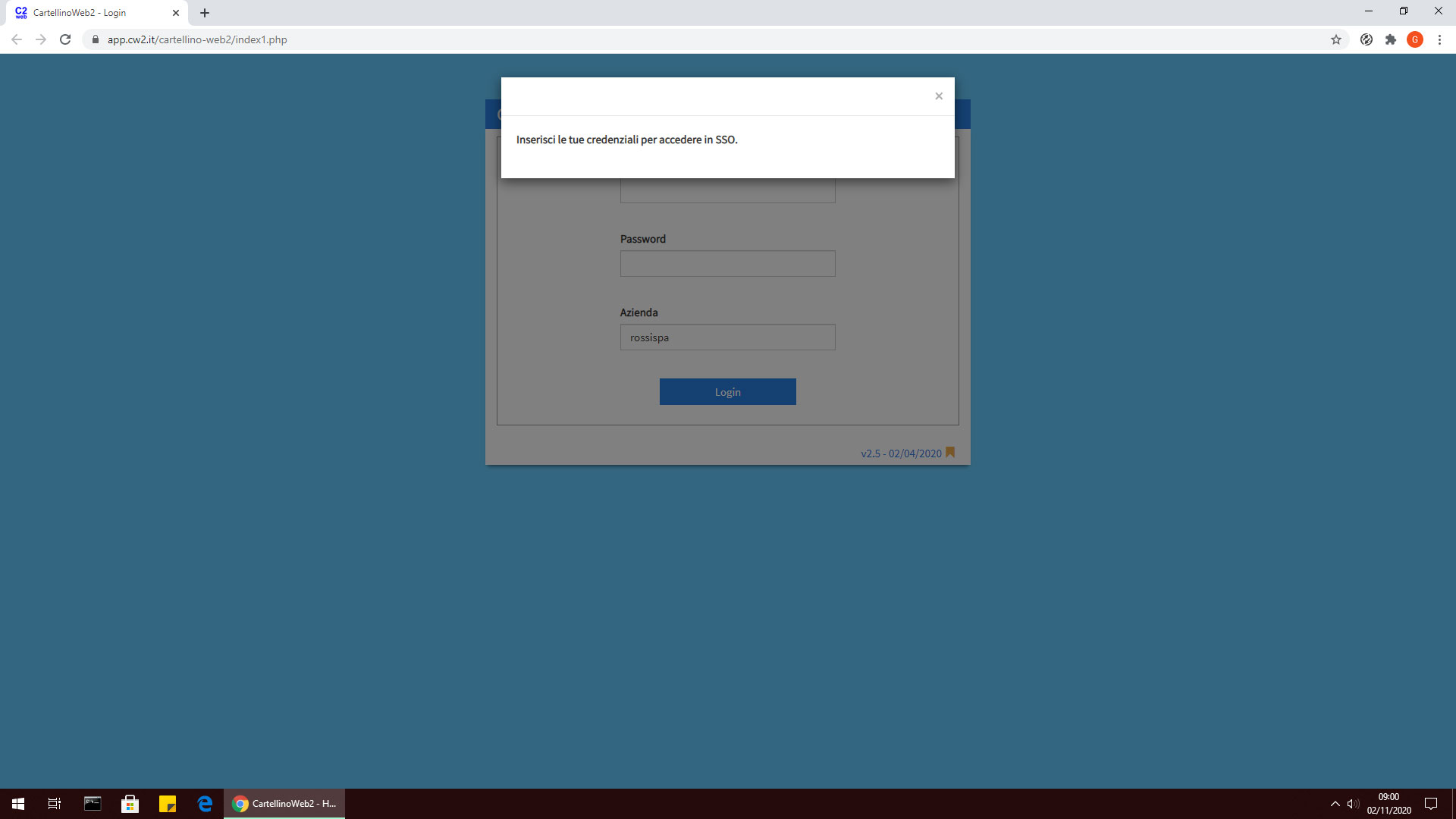 Schermate Single Sign-On accesso