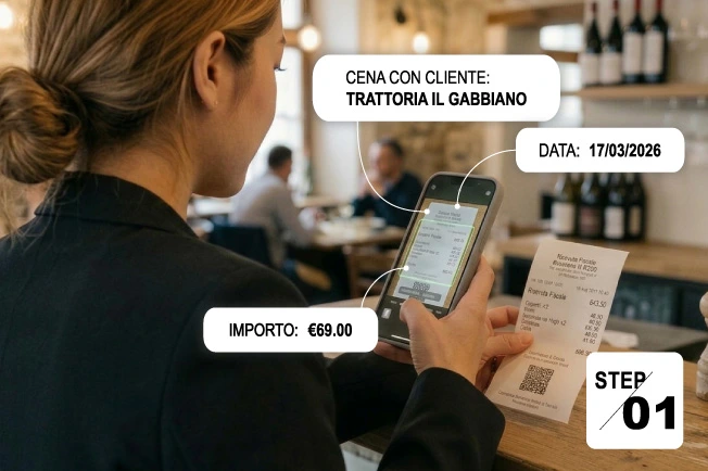 Gestione note spese aziendali, dipendente scansiona scontrino